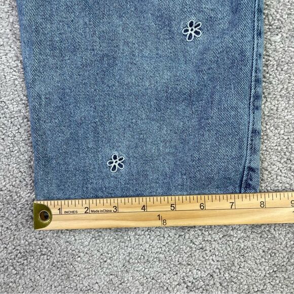 Hollister Dad Jeans Women’s 25 Short Blue Straight High Rise Flower Embroidered - Picture 11 of 12